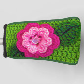 Groene roze ventilatorontwerper haakdruk golfheadcover (Voorkant)