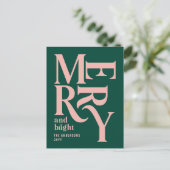 groene roze vintage kerst aankondiging  (Staand voorkant)