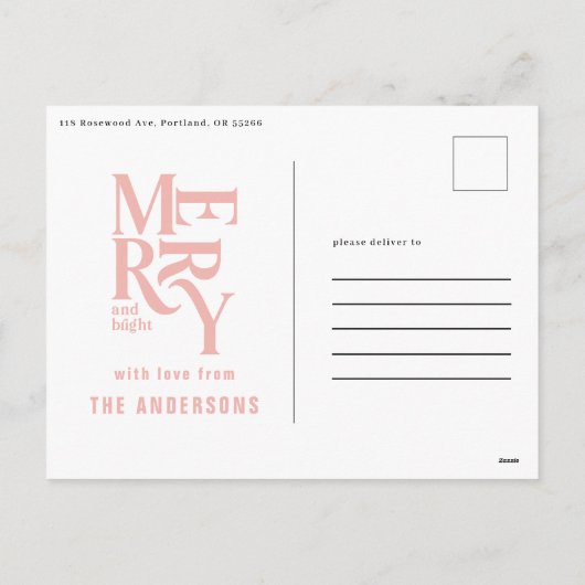 groene roze vintage kerst aankondiging  (Achterkant)