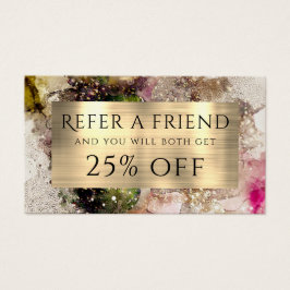 Groene roze Waterverf en Gold Foil verwijzingskaar Visitekaartje