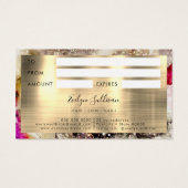 Groene roze Waterverf en goudbruistekaart Visitekaartje (Achterkant)