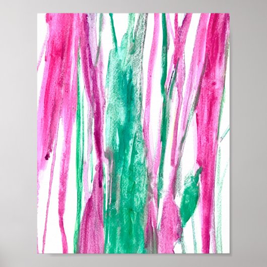 Groene roze Waterverf Kunstminimalistische toilets Poster (Voorkant)