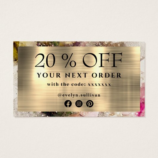 Groene roze waterverf visitekaartje (Achterkant)