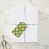 GROENE ROZE WITTE MARGRIETEN BLOEMEN CADEAULABEL (Met Touw)