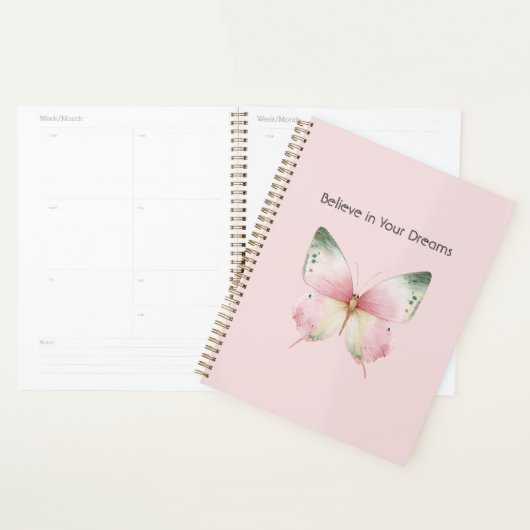 Groene Roze Witte Mint Vlinder Planner (Display)
