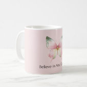 Groene Roze Witte Munt Vlinder Koffiemok (Voorkant links)