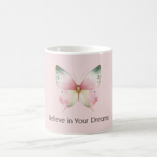 Groene Roze Witte Munt Vlinder Koffiemok