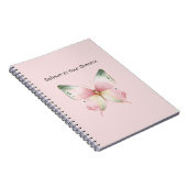 Groene Roze Witte Munt Vlinder Notitieboek (Rechterzijde)