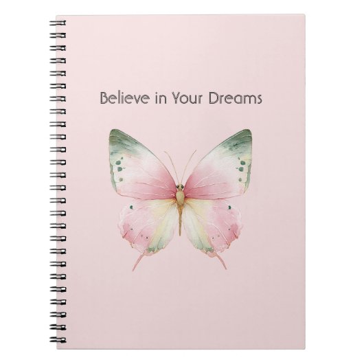 Groene Roze Witte Munt Vlinder Notitieboek (Voorkant)