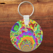 Groene roze zonnebloempels abstracte waterverf sleutelhanger (Voorkant)