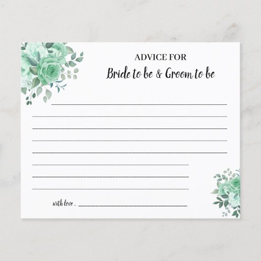 Groene rozen advies voor koppel bruids douche kaar flyer (Voorkant)