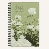 Groene Rozen Bloementuin Aangepaste Spiraal Notebo Notitieboek (Voorkant)