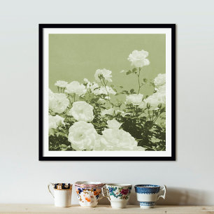Groene Rozen Bloementuin Foto Kunstprint Poster