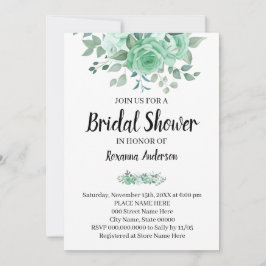 Groene Rozen Bruidsfeest Landelijke Stijl  Kaart