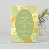 Groene Rozen bruiloft Folie uitnodiging (Staand Voorkant)