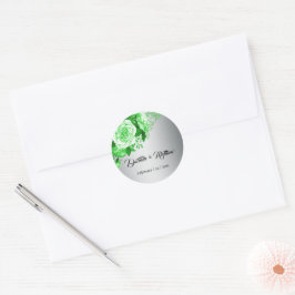 Groene Rozen Elegance Bruiloft Ronde Sticker