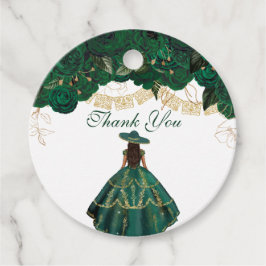 Groene Rozen Elegant Floral Charro Quinceanera Bedankjes Labels