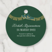 Groene Rozen Elegant Floral Charro Quinceanera Bedankjes Labels (Achterkant)