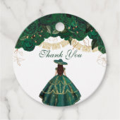 Groene Rozen Elegant Floral Charro Quinceanera Bedankjes Labels (Voorkant)