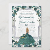 Groene Rozen Elegant Princess Charro Quinceañera Kaart (Voorkant)