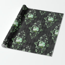  Groene Rozen en Zwart Harlekijnpatroon Cadeaupapier