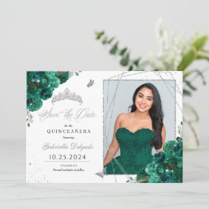 Groene Rozen Fotokaart Quinceañera De datum opslaa Kaart