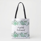 Groene Rozen Gepersonaliseerde Bridesmaïde Canvas  Tote Bag (Voorkant)