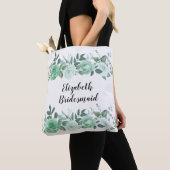Groene Rozen Gepersonaliseerde Bridesmaïde Canvas  Tote Bag (Dichtbij)