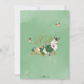 Groene Rozen Gold Tiara Butterfly Quinceanera Kaart (Achterkant)