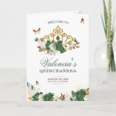 Groene Rozen Gold Tiara Butterfly Quinceanera Programma (Voorkant)