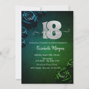 Groene Rozen Gotische 18e Verjaardag Kaart