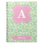Groene Rozen Roze Monogram Notitieboek (Voorkant)
