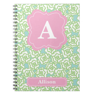 Groene Rozen Roze Monogram Notitieboek
