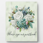 Groene Rozen Teken ons gastenboek Fotoplaat (Voorkant)