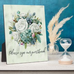 Groene Rozen Teken ons gastenboek Fotoplaat