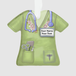 groene rozen verpleegster medische scrubs ornament