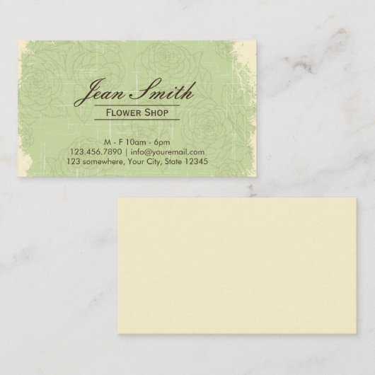 groene Rozen Vloerwinkel Visitekaartje (Voorkant / Achterkant)