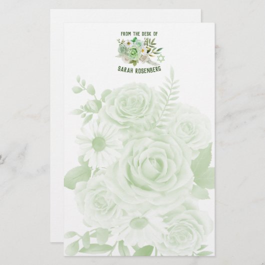 Groene Rozen voor 5,5 x 8,5-inch papier (Voorkant / Achterkant)