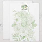 Groene Rozen voor 8,5 x 11-inch papier voor kantoo Briefhoofd (Voorkant / Achterkant)