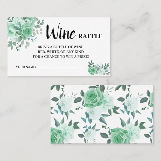 Groene Rozen Wijn Raffle Ticket Vrijgezellenfeest (Voorkant / Achterkant)