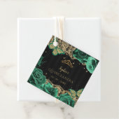  Groene Rozen Zwart Goud Kant Quinceañera Bedankjes Labels (In situ)