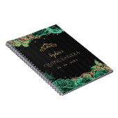Groene Rozen Zwart Goud Kant Quinceañera Gastenboe Notitieboek (Rechterzijde)