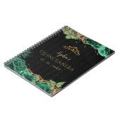 Groene Rozen Zwart Goud Kant Quinceañera Gastenboe Notitieboek (Linkerzijde)