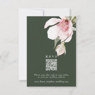 Groene RSVP Online QR Code Wedding Website Kaart