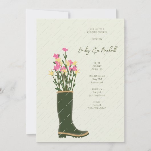 Groene Rubber Boot Vaas | wilde-bloem-Vrijgezellen Kaart (Voorkant)