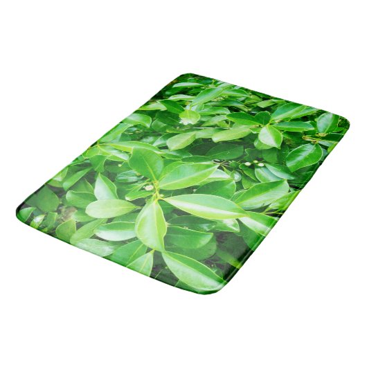 Groene rubberen boombladeren, Memory Foam badmat (Gekanteld)