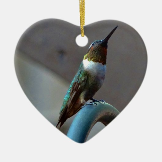 Groene Ruby kleine Hummingbird Keramisch Ornament (Voorkant)