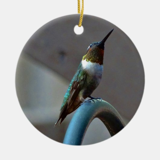 Groene Ruby kleine Hummingbird Keramisch Ornament (Voorkant)