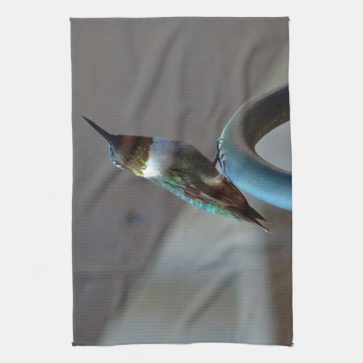 Groene Ruby kleine Hummingbird Theedoek (Verticaal)