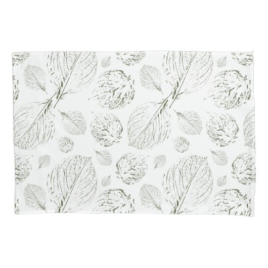 Groene rug plus groene en witte bladeren kussensloop (Voorkant-Links)